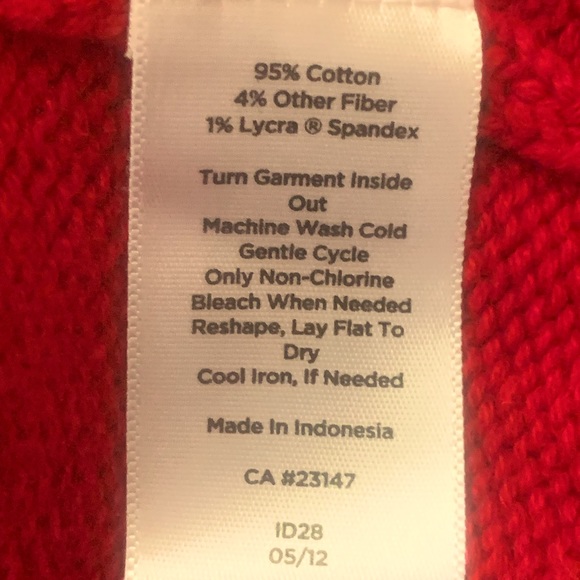 TALBOTS Red L/S Sweater w/Faux Leather Detail Collar - Size Small - Picture 4 of 5